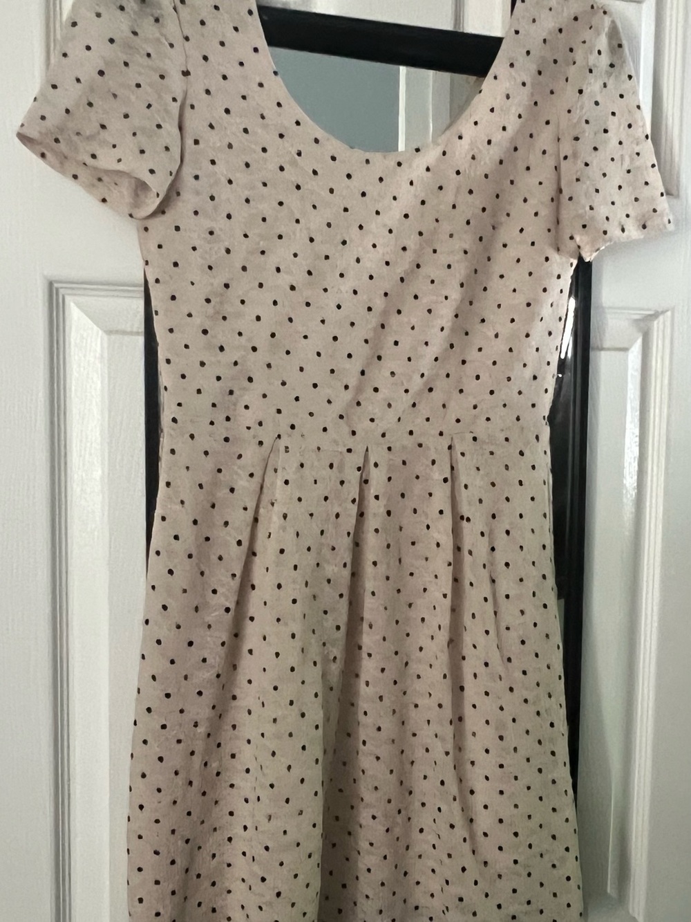 Pins & Needles Beige Mini Dress with Black Polka Dots